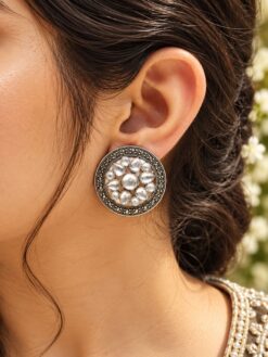 Round Floral Stud Earring elegant floral stud jewelry design