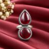 Oxidized Stone Ring with antique detailing and decorative stone