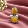Oxidized Stone Ring with antique detailing and decorative stone