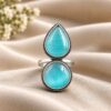 Oxidized Stone Ring with antique detailing and decorative stone