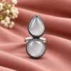 Oxidized Stone Ring with antique detailing and decorative stone