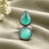 Oxidized Stone Ring with antique detailing and decorative stone