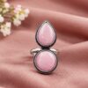 Oxidized Stone Ring with antique detailing and decorative stone
