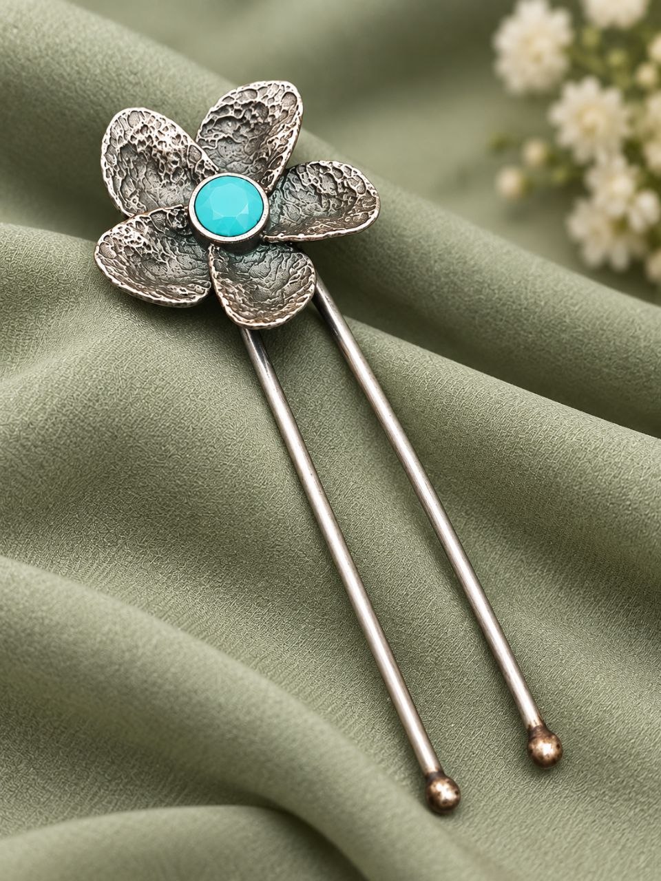 Oxidized Floral Hair Accessories – Traditional Elegance for Beautiful Hairstyles 6 Oxidized Floral Hair Accessories with elegant traditional flower detailing