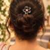 Oxidized Floral Hair Accessories with elegant traditional flower detailing