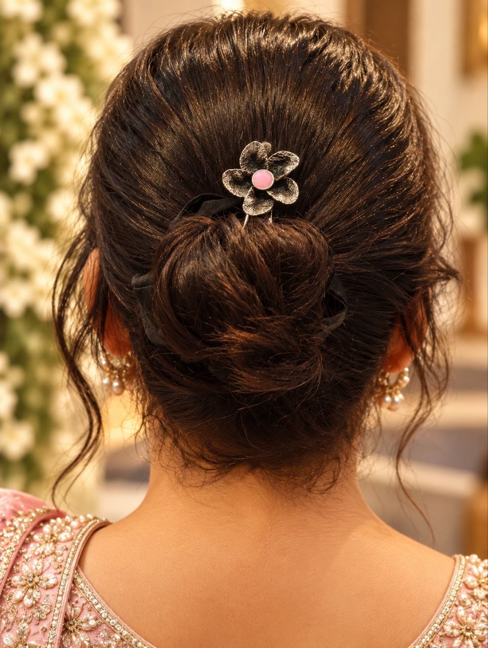 Oxidized Floral Hair Accessories – Traditional Elegance for Beautiful Hairstyles 1 Oxidized Floral Hair Accessories with elegant traditional flower detailing