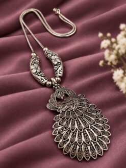 Peacock Chain Pendant Necklace elegant designer brass jewelry for women