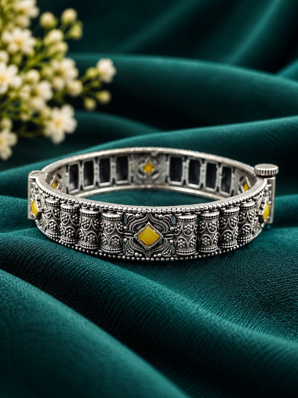 Adjustable Flower Kada – Elegant Bangle for Traditional Wear 7 Adjustable Flower Kada elegant floral brass bracelet for women