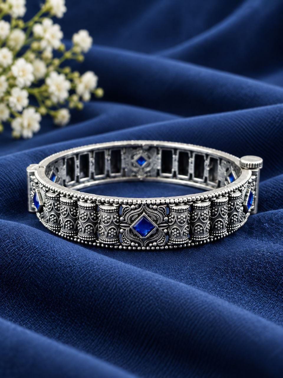 Adjustable Flower Kada – Elegant Bangle for Traditional Wear 6 Adjustable Flower Kada elegant floral brass bracelet for women