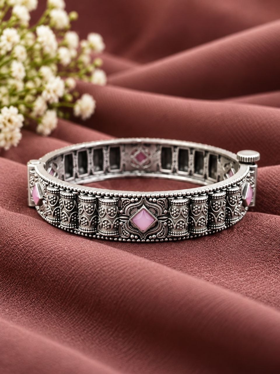 Adjustable Flower Kada – Elegant Bangle for Traditional Wear 4 Adjustable Flower Kada elegant floral brass bracelet for women