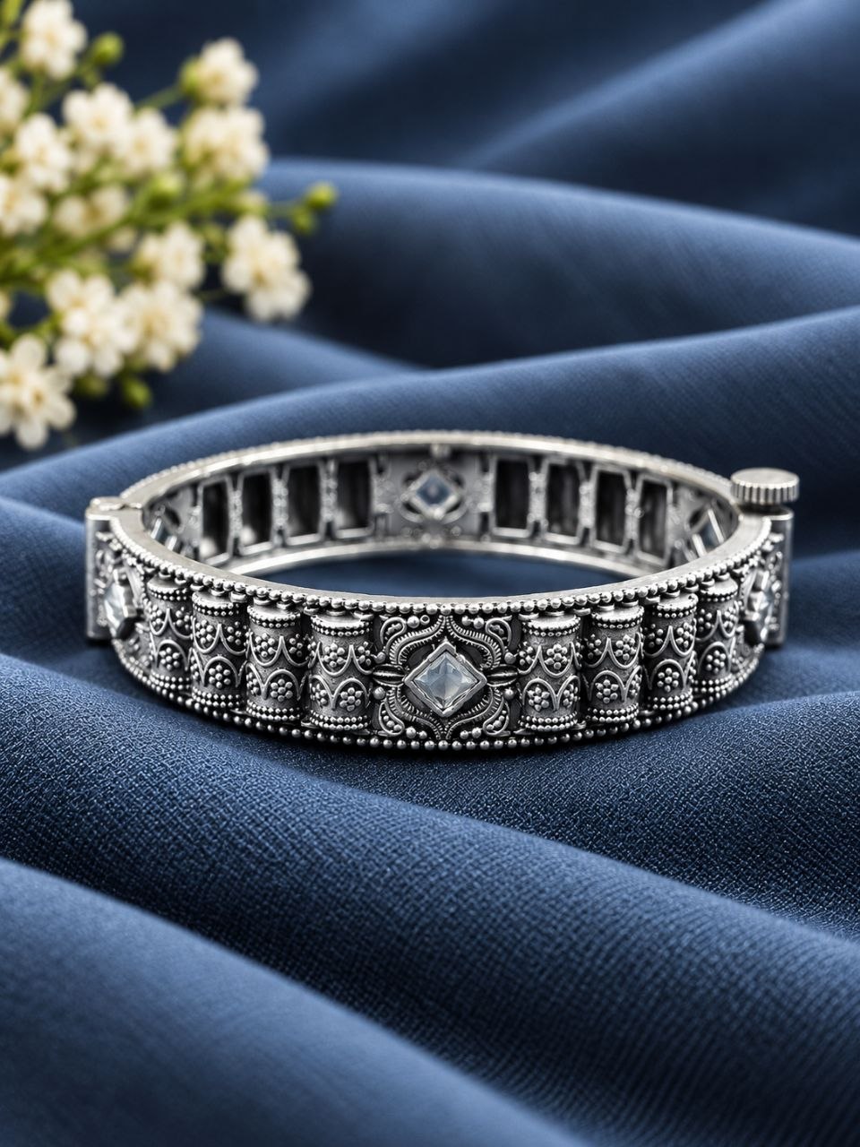 Adjustable Flower Kada – Elegant Bangle for Traditional Wear 5 Adjustable Flower Kada elegant floral brass bracelet for women