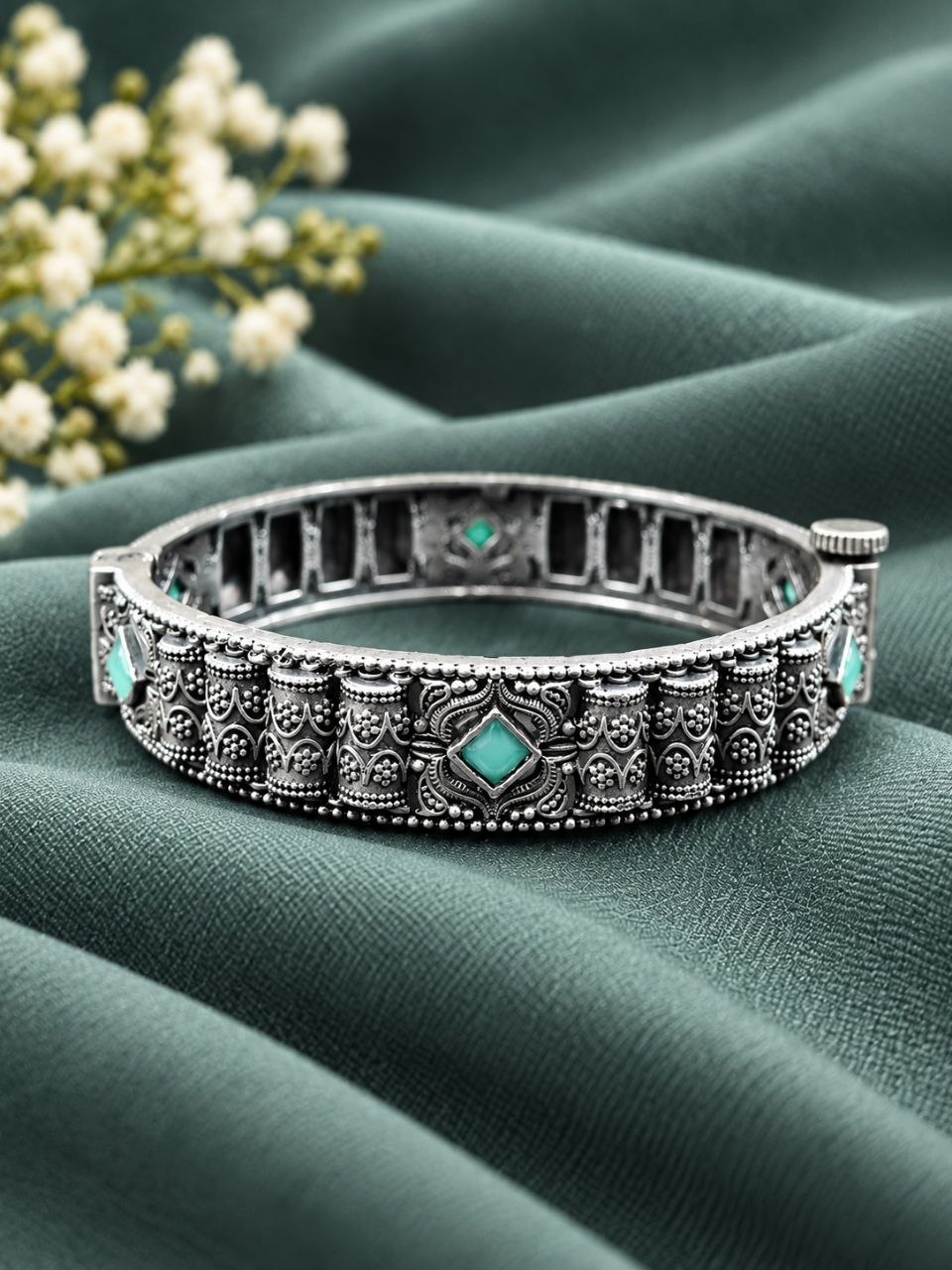 Adjustable Flower Kada – Elegant Bangle for Traditional Wear 3 Adjustable Flower Kada elegant floral brass bracelet for women