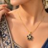Anti Tarnish Flower Necklace elegant floral brass jewellery for women