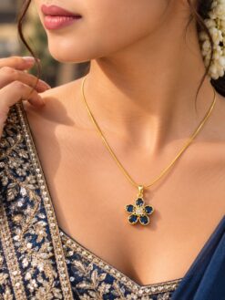 Anti Tarnish Flower Necklace elegant floral brass jewellery for women
