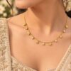 Anti Tarnish Flower Necklace elegant floral brass jewellery for women