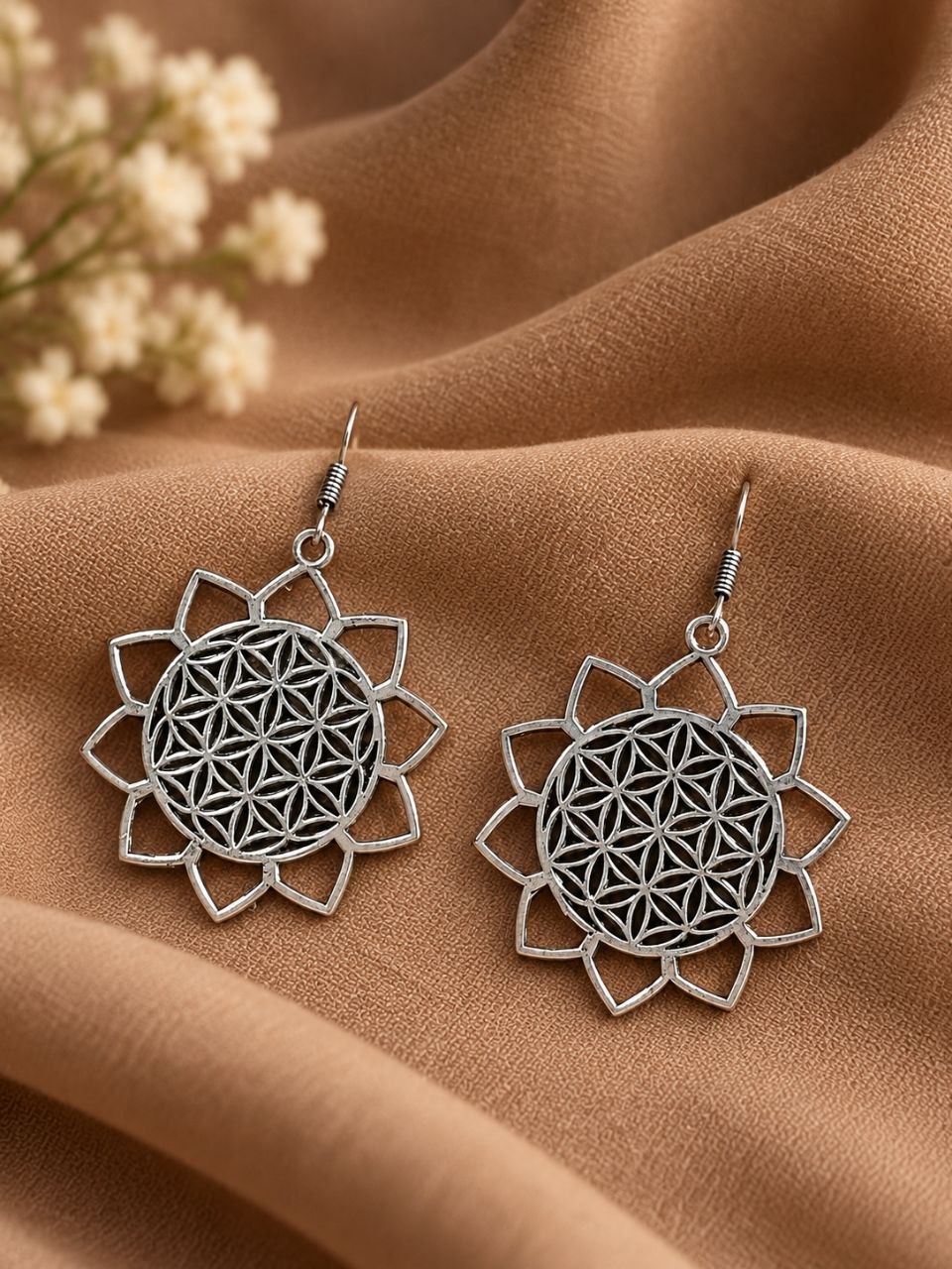 Floral Art Earring – Handmade Jewelry for Daily Wear 2 Floral Art Earring elegant floral design brass jewelry for women