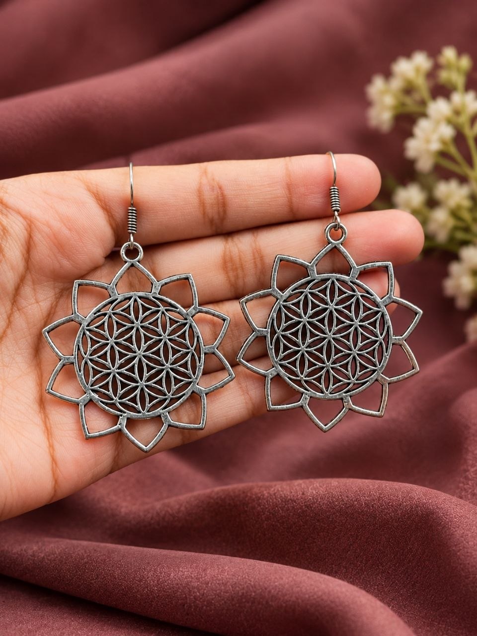 Floral Art Earring – Handmade Jewelry for Daily Wear 1 Floral Art Earring elegant floral design brass jewelry for women